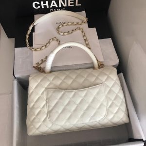 3 chanel coco with top handle bag white for women 11in28cm 9988