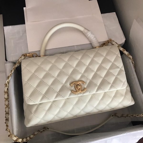 4 chanel coco with top handle bag white for women 11in28cm 9988