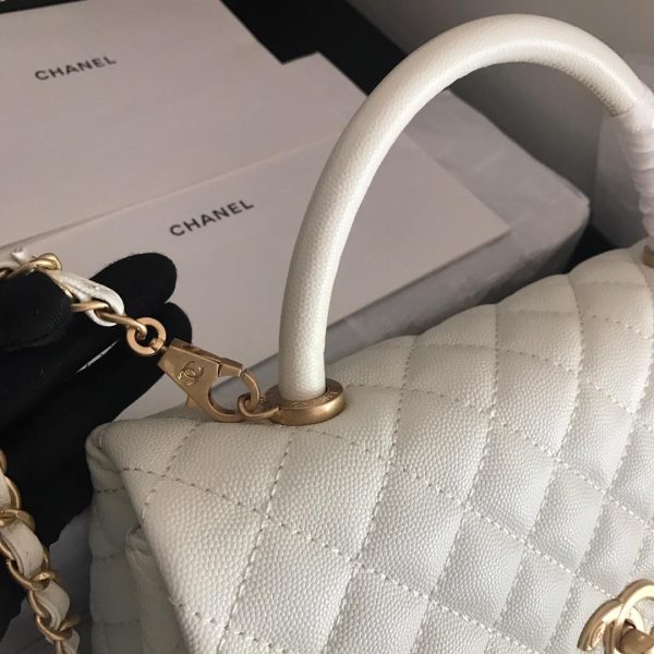 6 chanel coco with top handle bag white for women 11in28cm 9988
