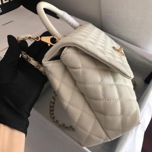 8 chanel coco with top handle bag white for women 11in28cm 9988