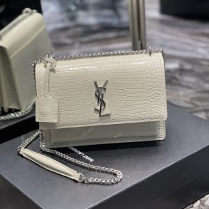 4 saint laurent sunset medium chain bag for women 86in22cm white ysl 442906dnd0n9207 9988