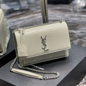 5 saint laurent sunset medium chain bag for women 86in22cm white ysl 442906dnd0n9207 9988