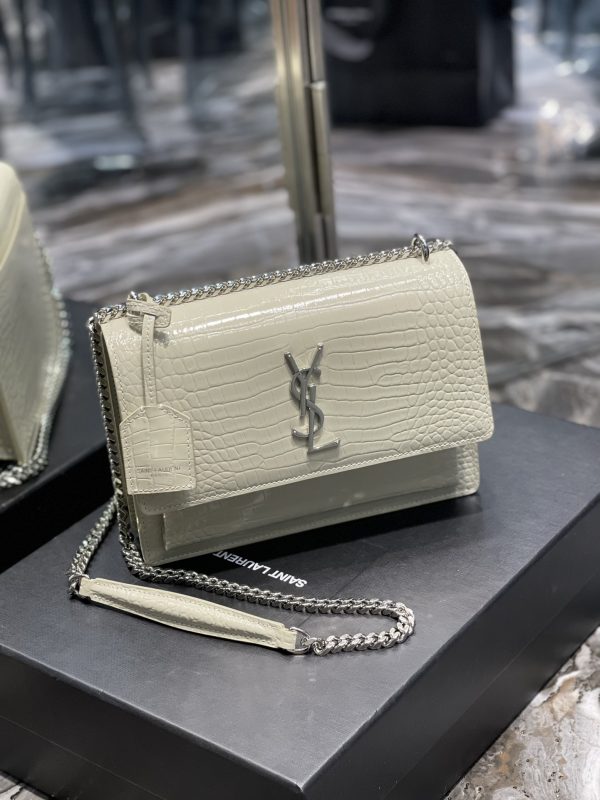 5 saint laurent sunset medium chain bag for women 86in22cm white ysl 442906dnd0n9207 9988