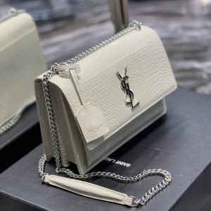 6 saint laurent sunset medium chain bag for women 86in22cm white ysl 442906dnd0n9207 9988