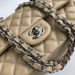1 chanel classic handbag silver hardware beige for women womens bags shoulder and crossbody bags 102in26cm a01112 9988