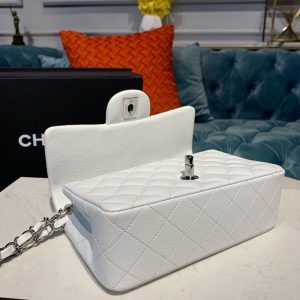 chanel small classic handbag silver hardware white for women womens bags shoulder and crossbody bags 78in20cm a01113 9988