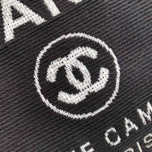 chanel deauville tote canvas bag black for women womens handbags shoulder bags 15in38cm a66941 9988
