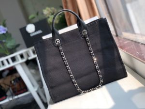 6 chanel deauville tote canvas bag black for women womens handbags shoulder bags 15in38cm a66941 9988