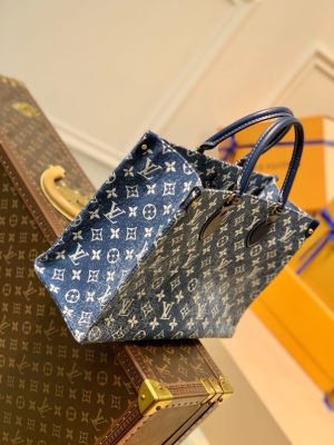 louis vuitton onthego mm tote bag navy blue for women 122in31cm lv m59608 9988