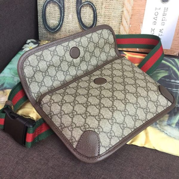 gucci neo vintage gg supreme belt bag beigeebony gg supreme canvas with brown for women 94in24cm gg 493930 9c2vt 8745 9988