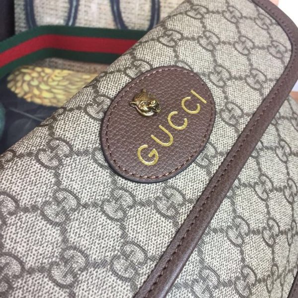 2 gucci neo vintage gg supreme belt bag beigeebony gg supreme canvas with brown for women 94in24cm gg 493930 9c2vt 8745 9988