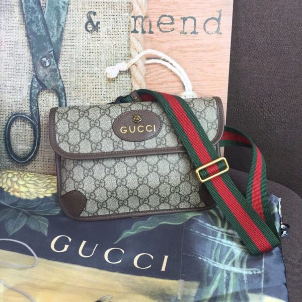 4 gucci neo vintage gg supreme belt bag beigeebony gg supreme canvas with brown for women 94in24cm gg 493930 9c2vt 8745 9988