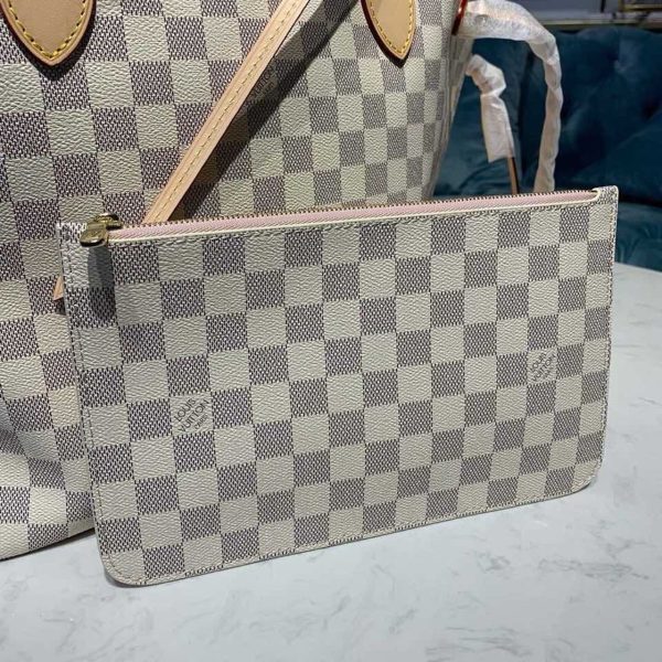 1 louis vuitton neverfull mm tote bag damier azur canvas rose ballerine pink for women womens bags shoulder bags 122in31cm lv n41605 9988