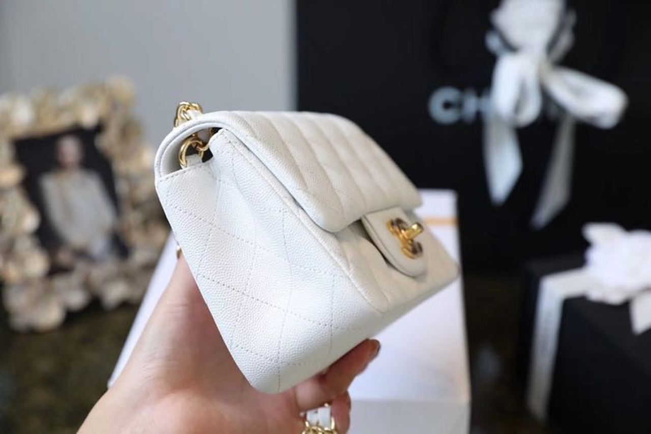 1 chanel classic mini flap bag golden hardware white for women 66in17cm a35200 9988