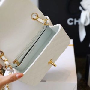 2 chanel classic mini flap bag golden hardware white for women 66in17cm a35200 9988