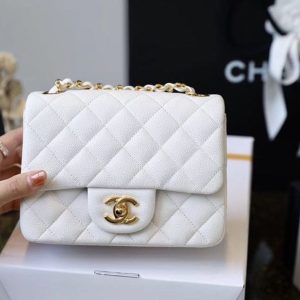 6 chanel classic mini flap bag golden hardware white for women 66in17cm a35200 9988