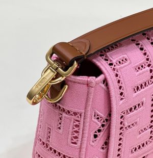 1 fendi baguette pink with embroidery medium bag for woman 28cm11in 9988