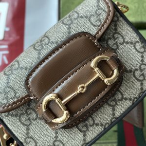 1-Gucci ring Horsebit 1955 Strap Wallet Brown For Women Womens Bags 4.7In12cm Gg 699760 Huhhg 8565   9988