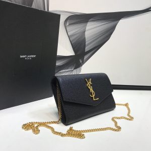 2-Saint Laurent Uptown Chain Wallet Black For Women 7.4In19cm Ysl 6077881Gf0j1000   9988