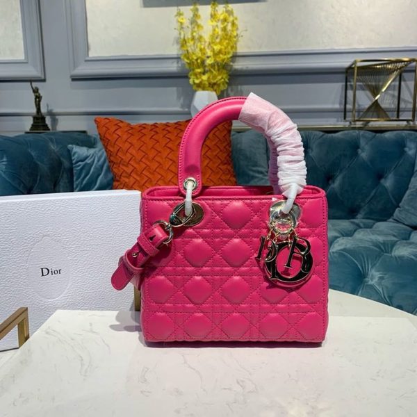 5 christian dior small lady dior bag gold toned hardware hot pink for women 8in20cm cd 9988