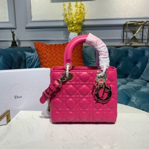 12 christian dior small lady dior bag gold toned hardware hot pink for women 8in20cm cd 9988