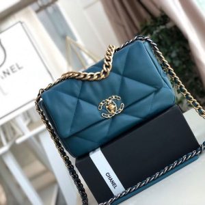 5 chanel 19 handbag teal for women womens bags shoulder and crossbody bags 102in26cm as1160 9988