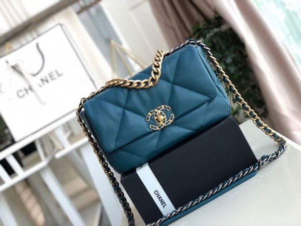 5 chanel 19 handbag teal for women womens bags shoulder and crossbody bags 102in26cm as1160 9988