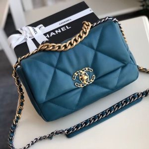 6 chanel 19 handbag teal for women womens bags shoulder and crossbody bags 102in26cm as1160 9988