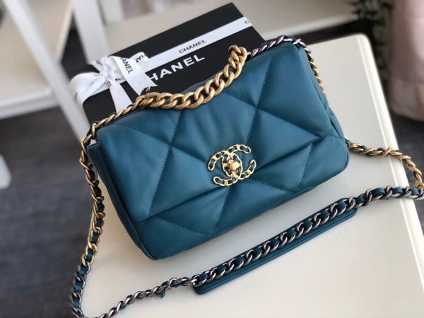 6 chanel 19 handbag teal for women womens bags shoulder and crossbody bags 102in26cm as1160 9988