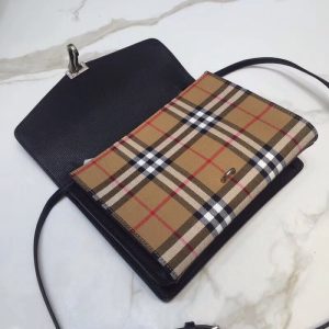 8 burberry short-sleeve small vintage check and crossbody bag black for women womens bags 9in24cm 9988