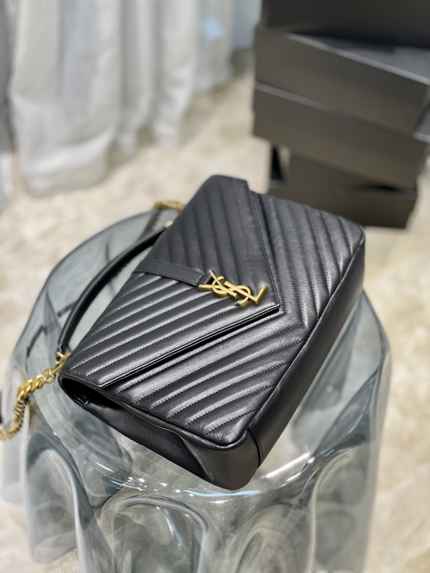 1 saint laurent college large chain bag black with gold hardware for women 126in32cm ysl 600278brm071000 9988