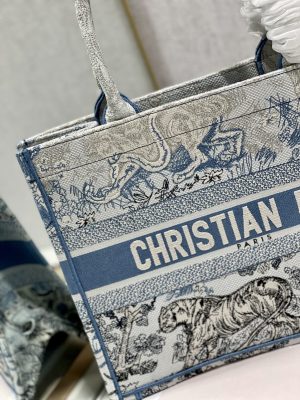 christian dior medium dior book tote blue toile de jouy reverse embroidery blue for women womens handbags shoulder bags 36cm cd m1296zrgo m928 9988