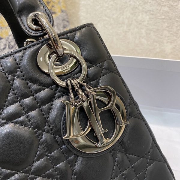 7 christian dior small lady dior bag silver hardware black for women womens handbags crossbody bags 20cm cd 9988