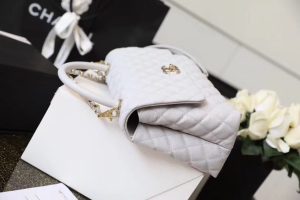 chanel coco with top handle bag gold toned hardware white for women 114in29cm 9988