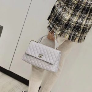 2 chanel coco with top handle bag gold toned hardware white for women 114in29cm 9988