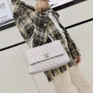 3 chanel coco with top handle bag gold toned hardware white for women 114in29cm 9988