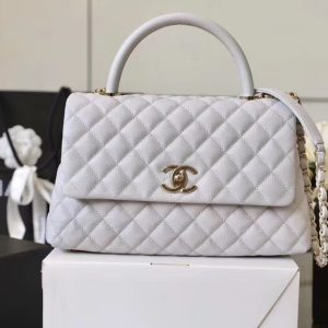 4 chanel coco with top handle bag gold toned hardware white for women 114in29cm 9988