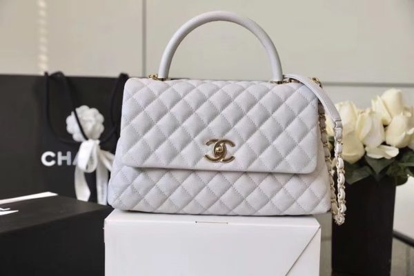 4 chanel coco with top handle bag gold toned hardware white for women 114in29cm 9988