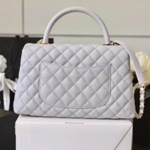 6 chanel coco with top handle bag gold toned hardware white for women 114in29cm 9988