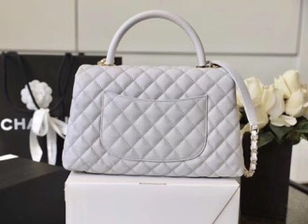 6 chanel coco with top handle bag gold toned hardware white for women 114in29cm 9988