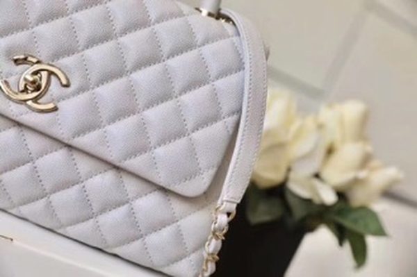 7 chanel coco with top handle bag gold toned hardware white for women 114in29cm 9988