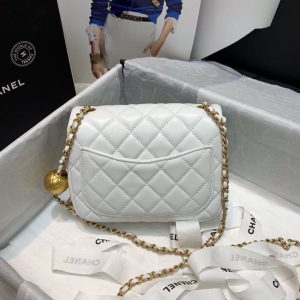 1 chanel mini flap bag with cc ball on strap white for women womens handbags shoulder and crossbody bags 67in17cm as1786 9988