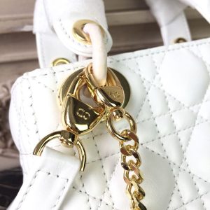 9 christian dior mini lady dior bag gold toned hardware white for women 18cm7in cd 9988