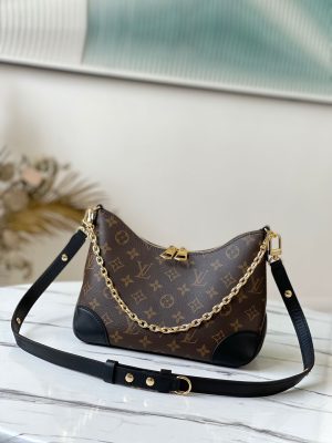 4-Louis Vuitton Boulogne Monogram Canvas Black For Women Womens Handbags Shoulder Bags 11.4In29cm Lv M45831   9988
