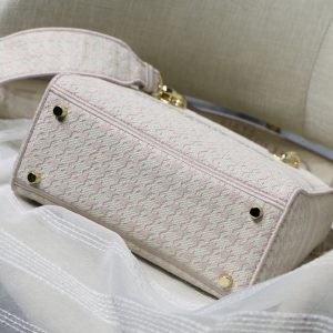 1 christian dior medium lady dlite bag houndstooth embroidery pinkwhite for women womens handbags shoulder satin bags crossbody satin bags 24cm cd 9988