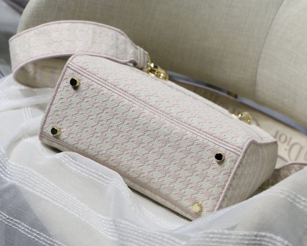 1 christian dior medium lady dlite bag houndstooth embroidery pinkwhite for women womens handbags WOMEN shoulder bags WOMEN crossbody bags WOMEN 24cm cd 9988