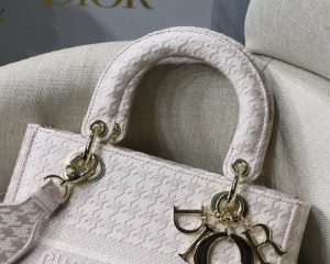 6 christian dior medium lady dlite bag houndstooth embroidery pinkwhite for women womens handbags WOMEN shoulder bags WOMEN crossbody bags WOMEN 24cm cd 9988