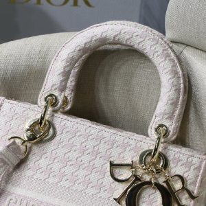 6 christian dior medium lady dlite bag houndstooth embroidery pinkwhite for women womens handbags shoulder satin bags crossbody satin bags 24cm cd 9988