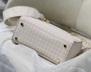 8 christian dior medium lady dlite bag houndstooth embroidery pinkwhite for women womens handbags WOMEN shoulder bags WOMEN crossbody bags WOMEN 24cm cd 9988