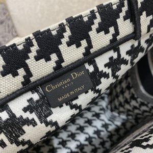 5 christian dior large dior book tote black houndstooth embroidery blackwhite for women womens handbags shoulder bags 42cm cd 9988